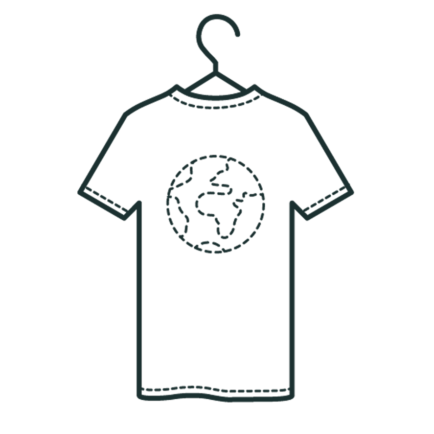 tshirt with embroidered Earth doodle
